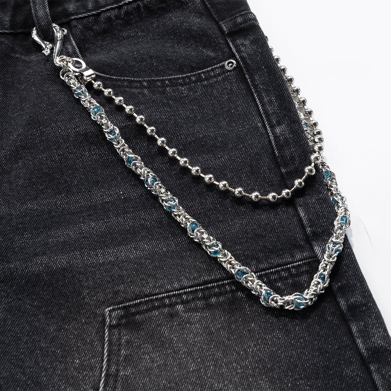 Crystal  blue Bead Chain