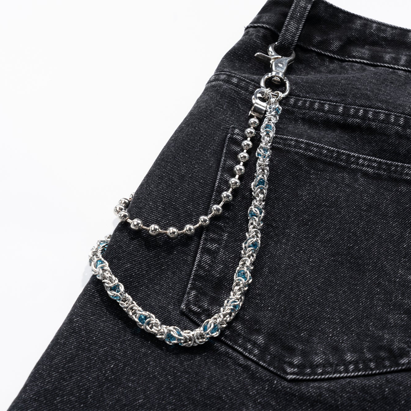 Crystal  blue Bead Chain