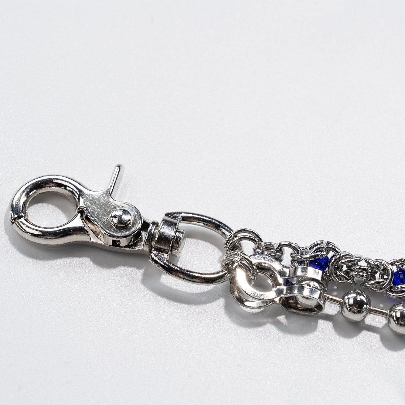 Double  chain with Blue Crystal Beads