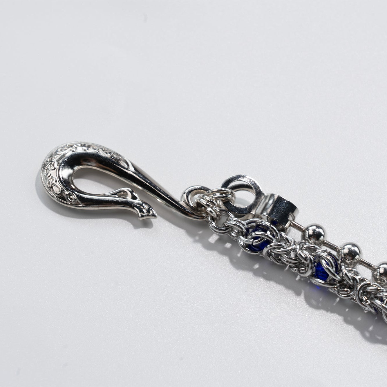 Double  chain with Blue Crystal Beads