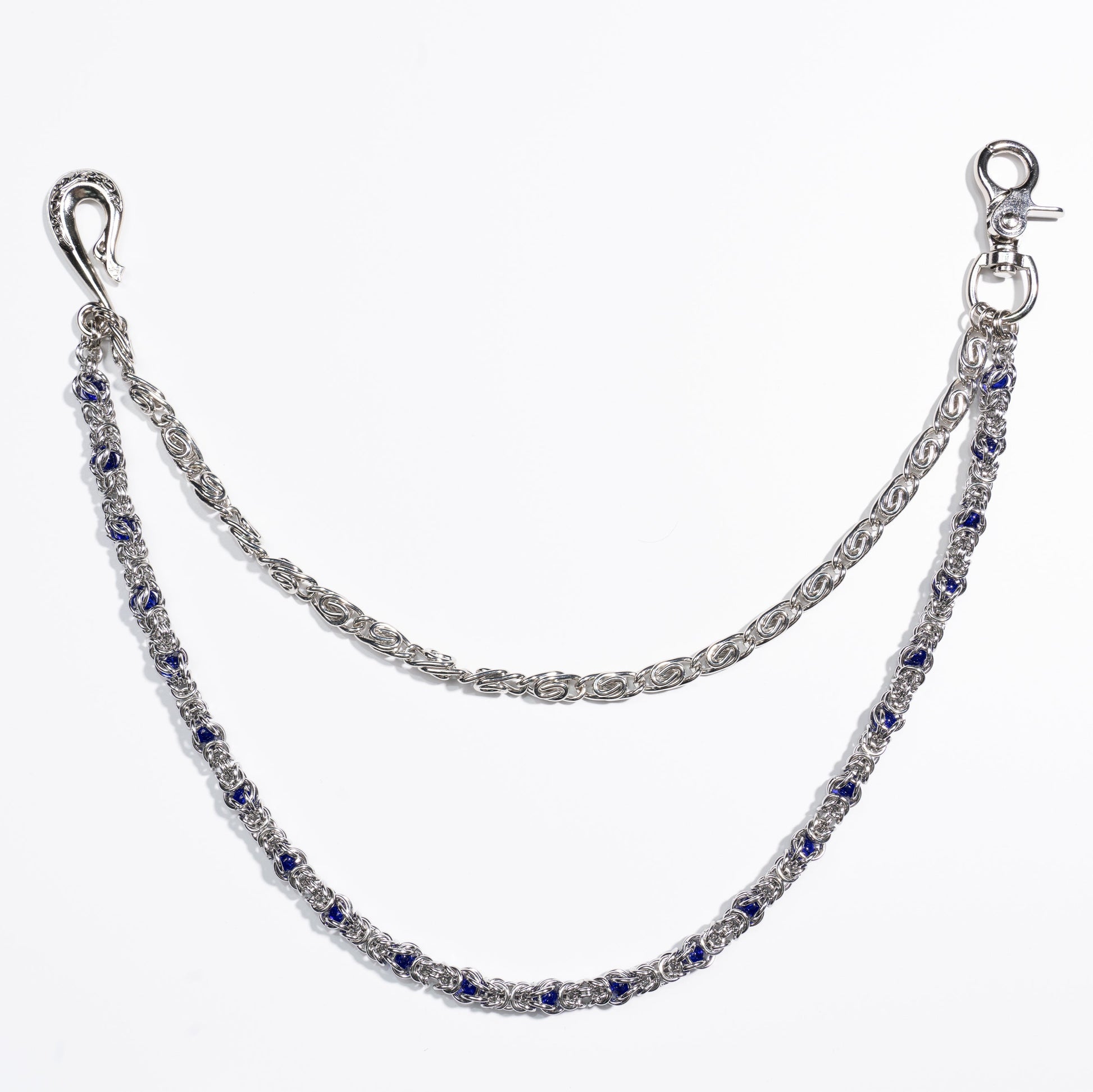 Double Strand Chain with Blue  Purple Gemstone