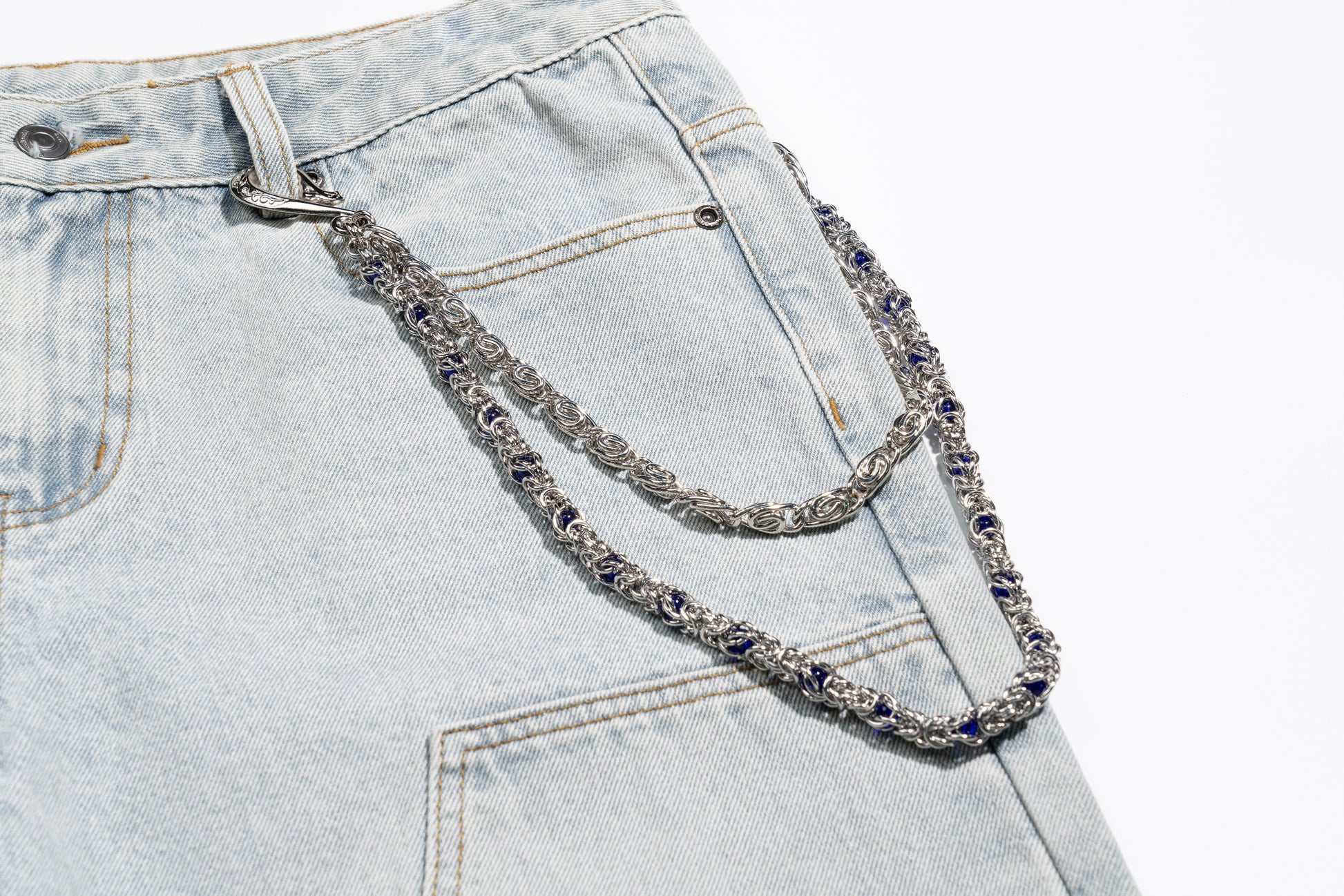 Double Strand Chain with Blue  Purple Gemstone