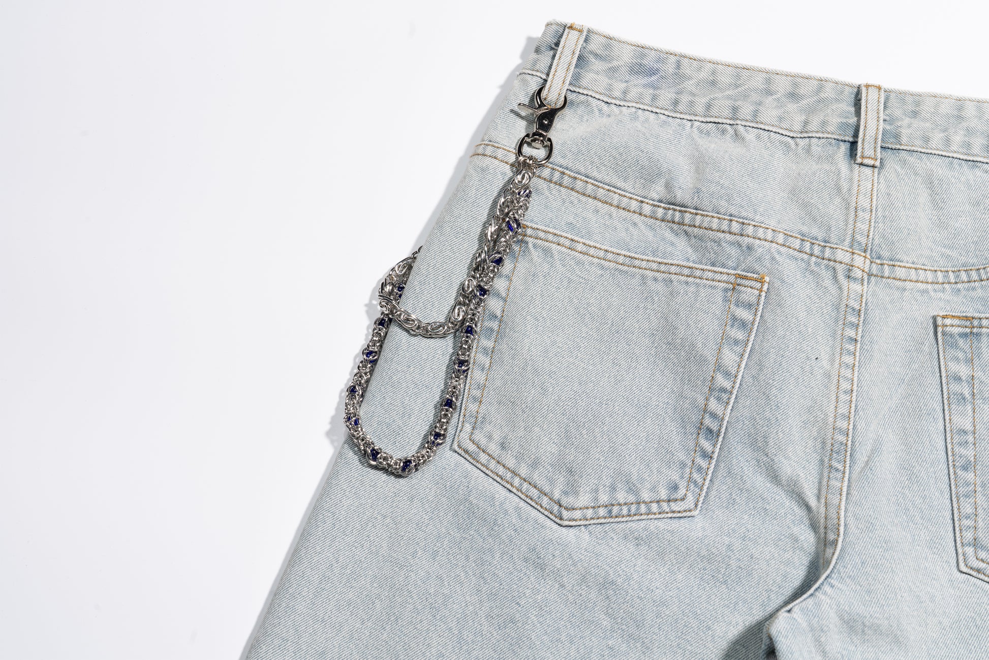 Double Strand Chain with Blue  Purple Gemstone