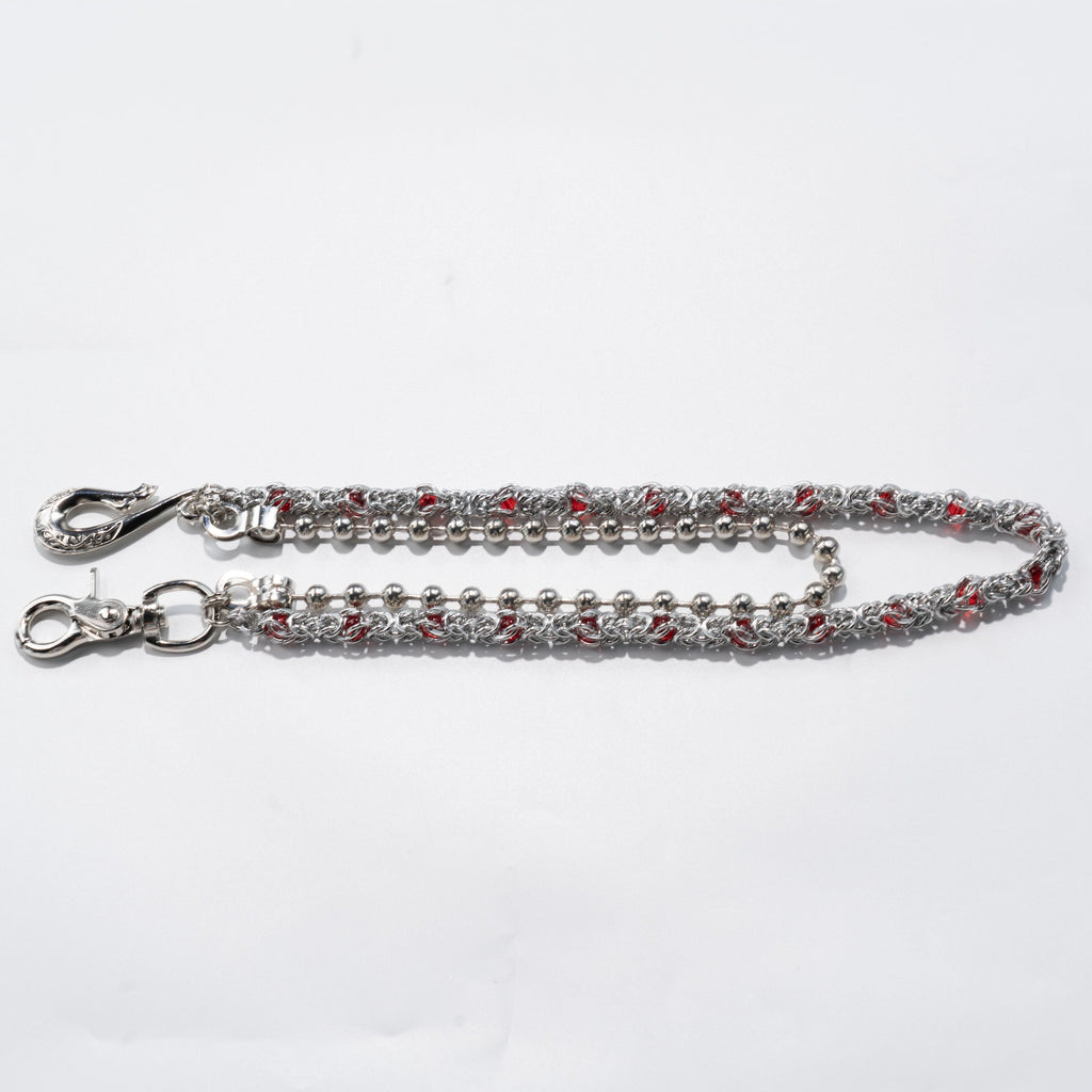 Double Track Red  Glow metal Silver Chain