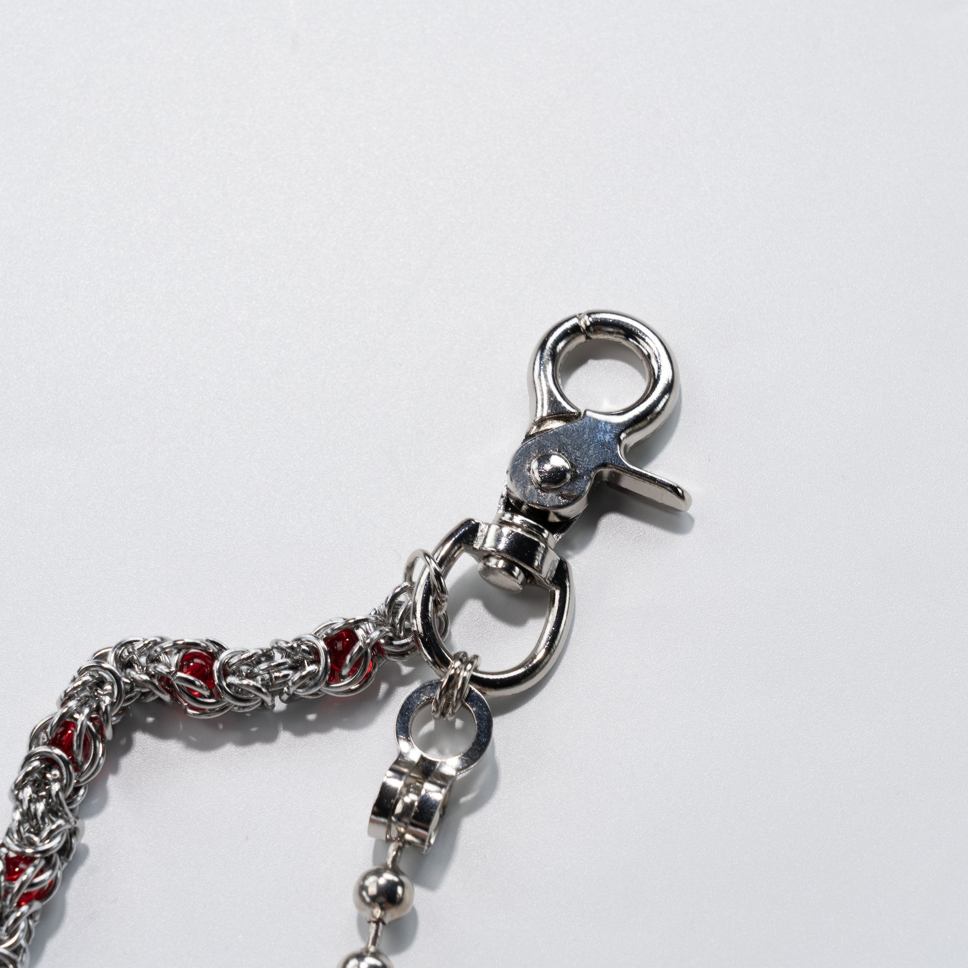 Double Track Red  Glow metal Silver Chain