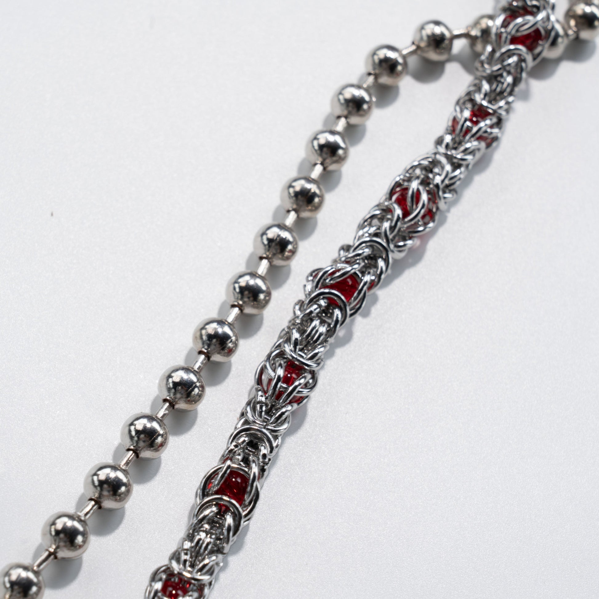 Double Track Red  Glow metal Silver Chain