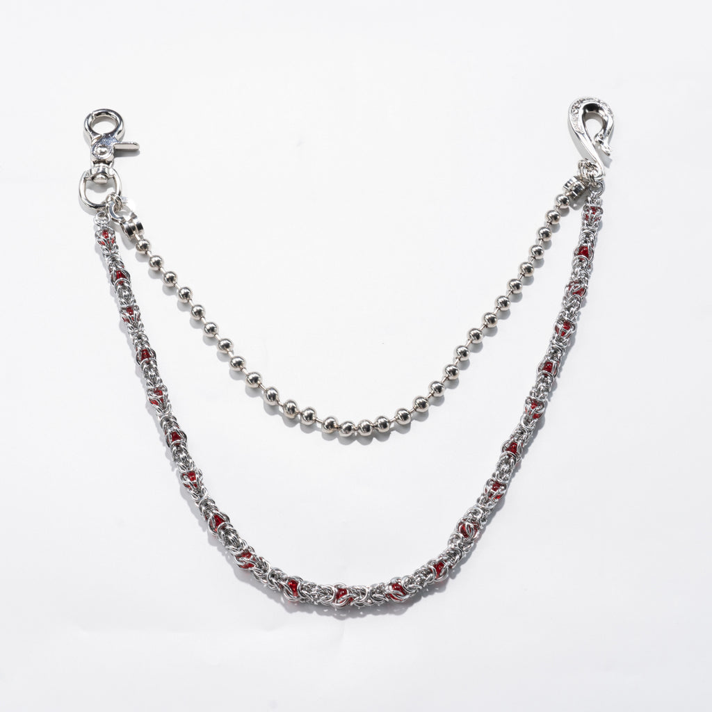 Double Track Red  Glow metal Silver Chain