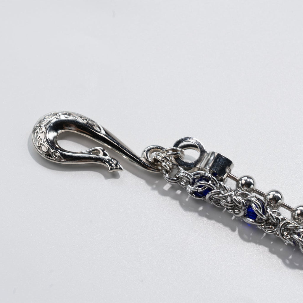 Double  chain with Blue Crystal Beads