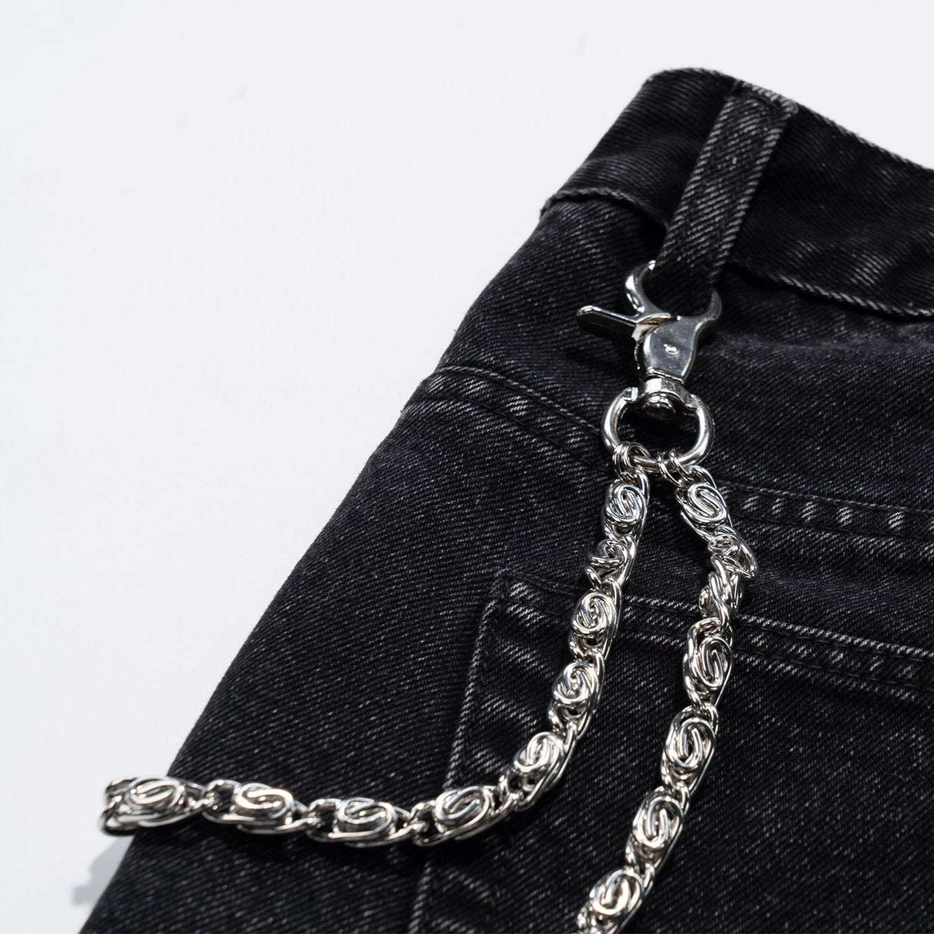 Mirror  Silver Loop  Buckle Chain