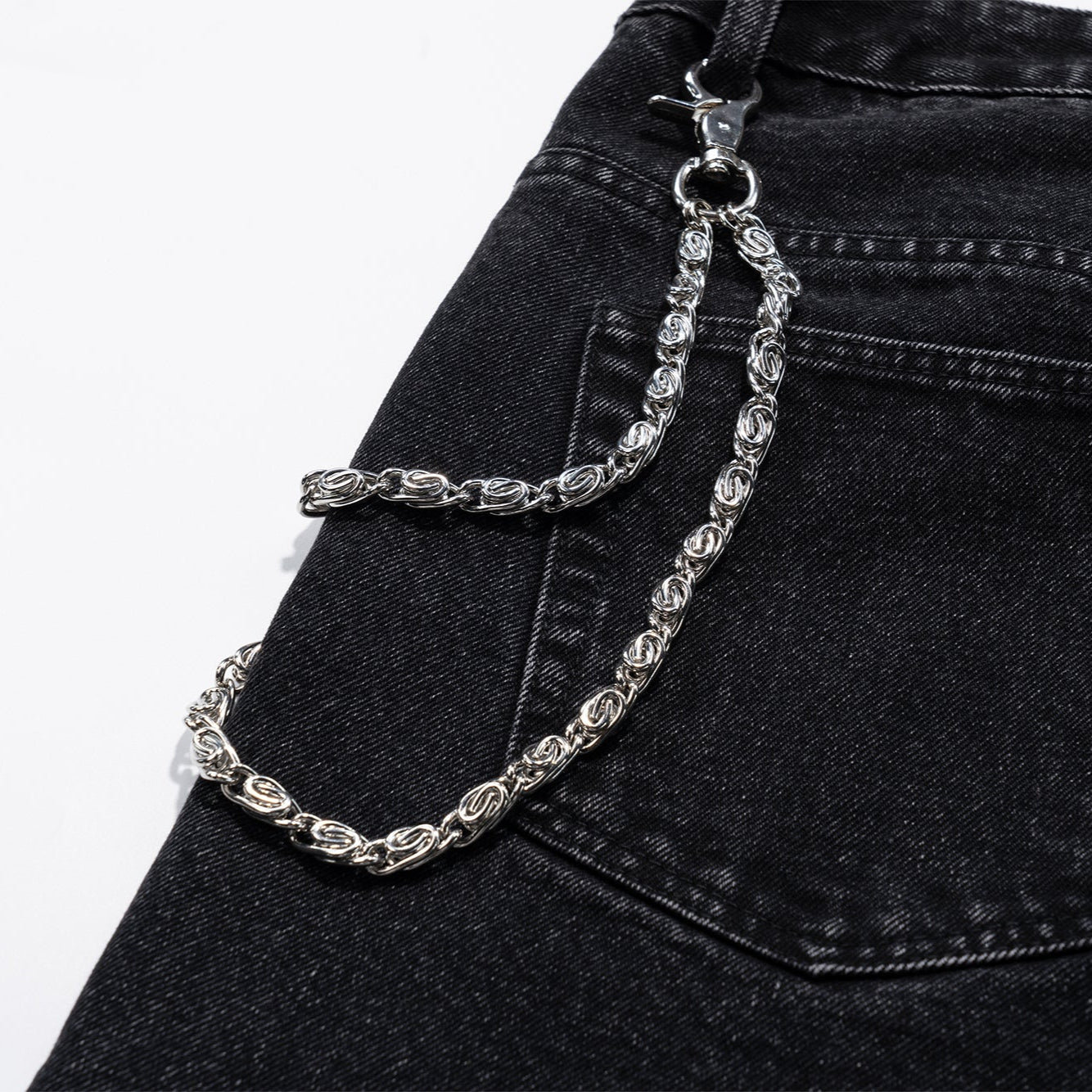 Mirror  Silver Loop  Buckle Chain