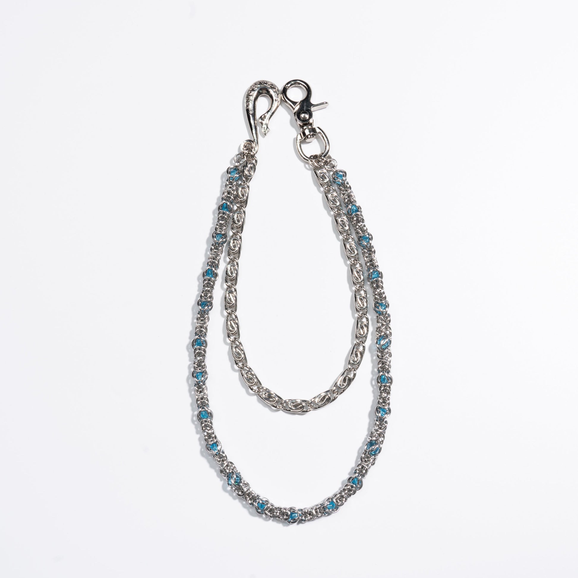 Lake  Blue Sapphire Loop  Buckle Double  Strand Chain