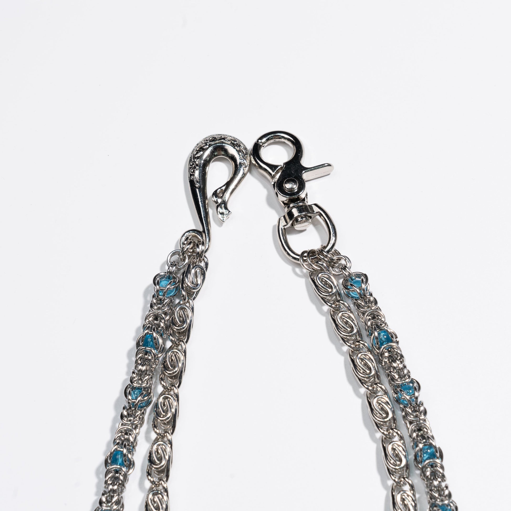 Lake  Blue Sapphire Loop  Buckle Double  Strand Chain