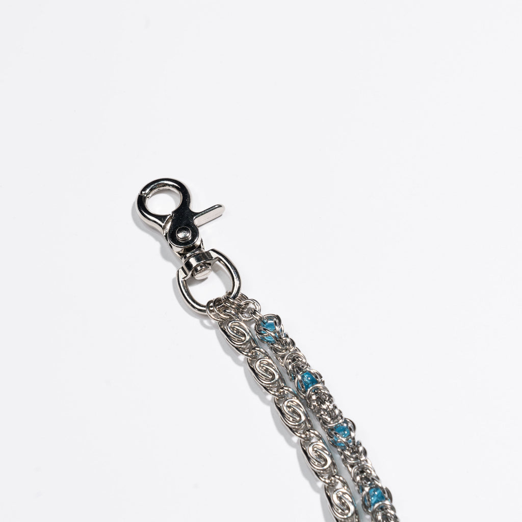 Lake  Blue Sapphire Loop  Buckle Double  Strand Chain (wholesale)