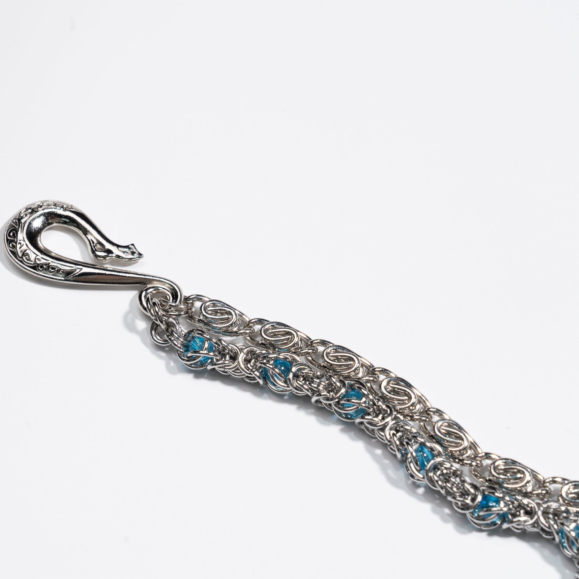 Lake  Blue Sapphire Loop  Buckle Double  Strand Chain