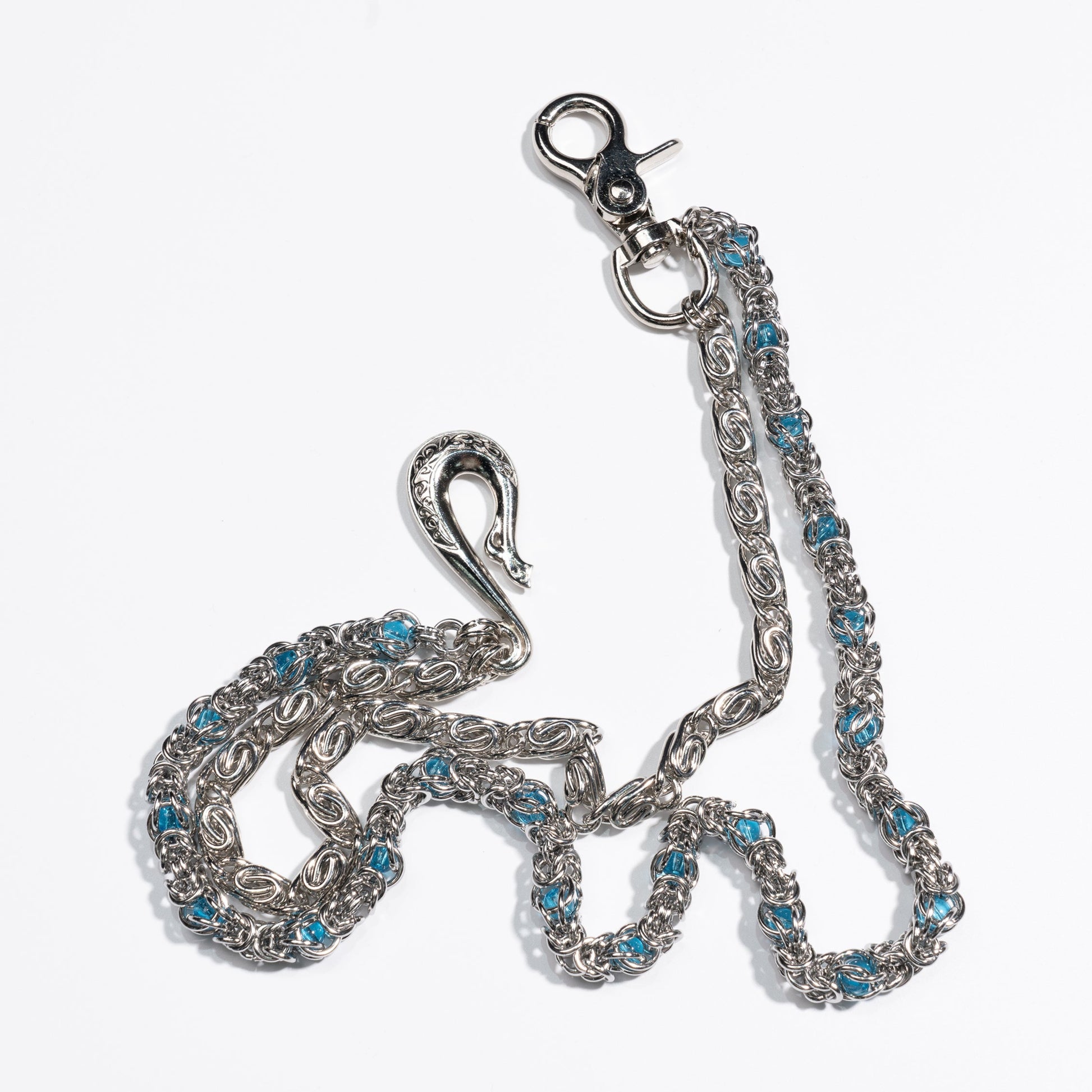 Lake  Blue Sapphire Loop  Buckle Double  Strand Chain