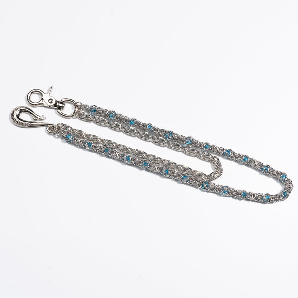 Lake  Blue Sapphire Loop  Buckle Double  Strand Chain