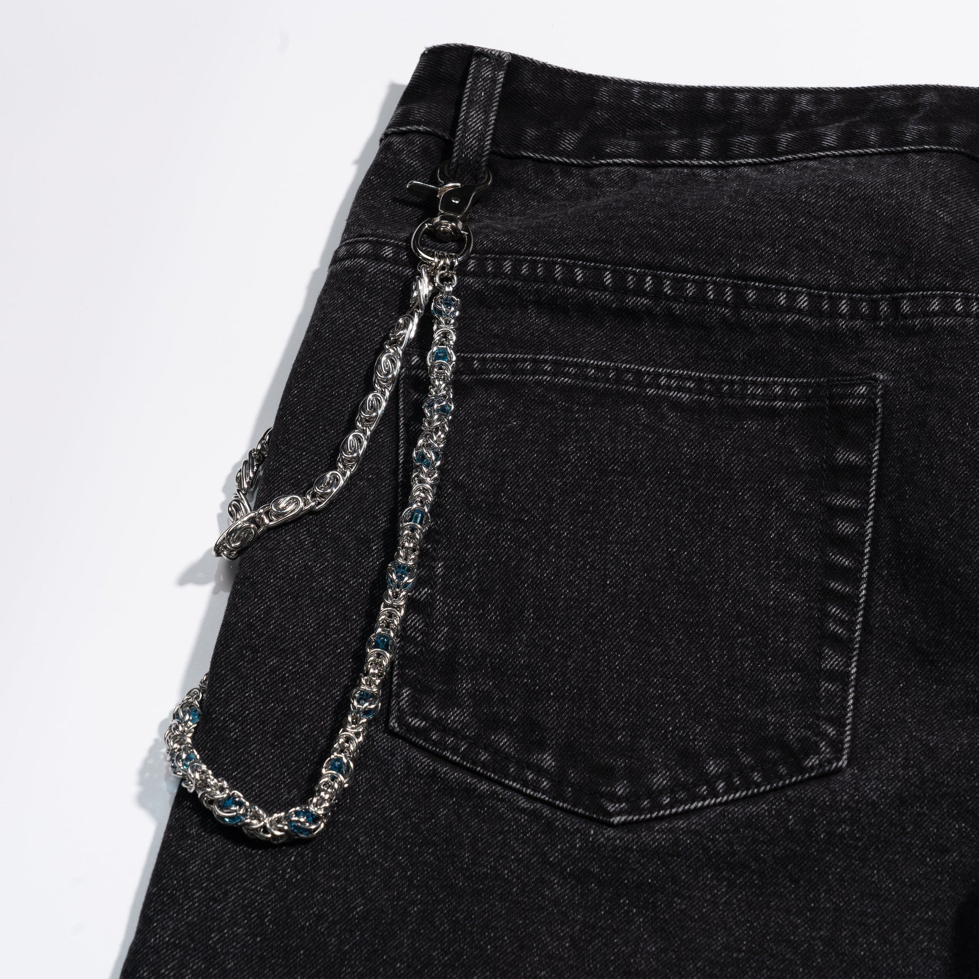 Lake  Blue Sapphire Loop  Buckle Double  Strand Chain