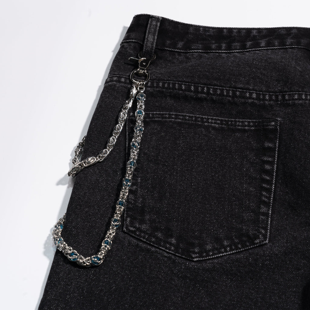 Lake  Blue Sapphire Loop  Buckle Double  Strand Chain (wholesale)