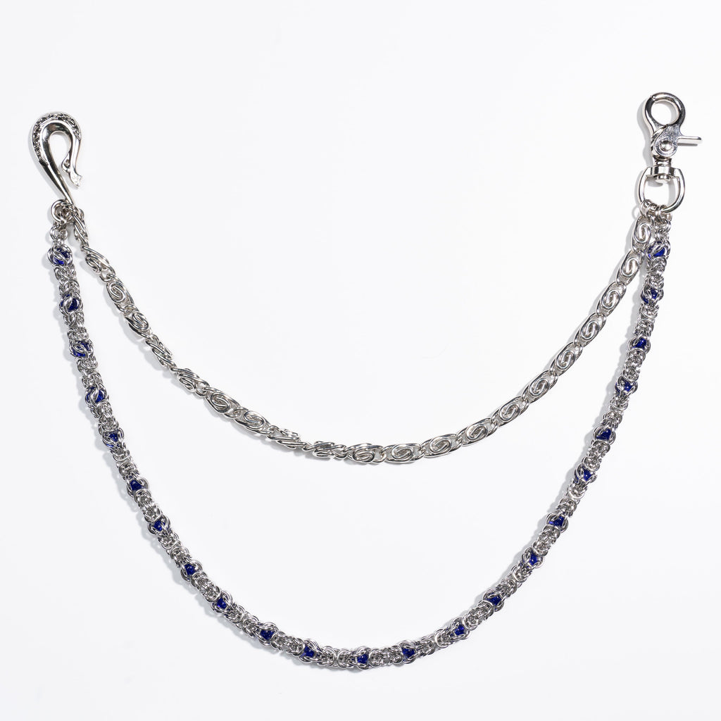 Double Strand Chain with Blue  Purple Gemstone