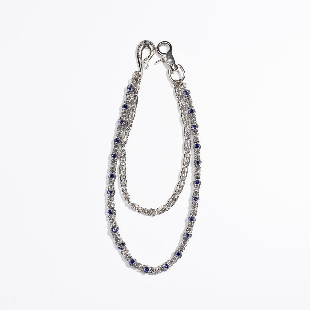 Double Strand Chain with Blue  Purple Gemstone