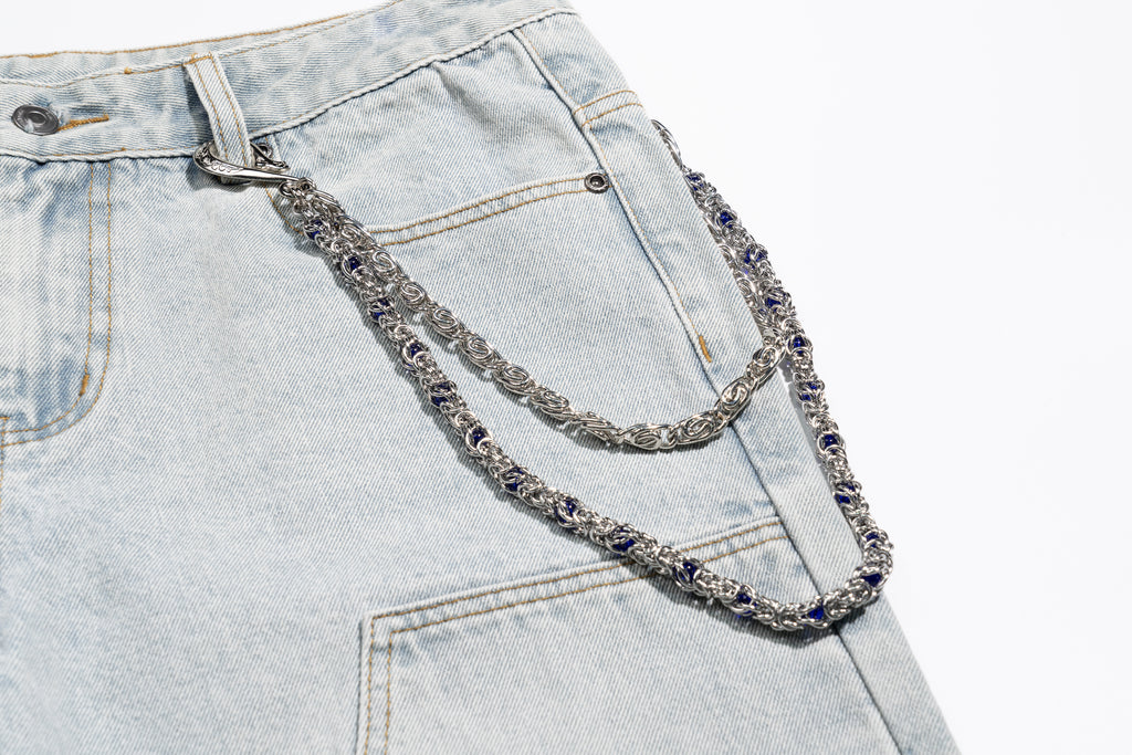 Double Strand Chain with Blue  Purple Gemstone
