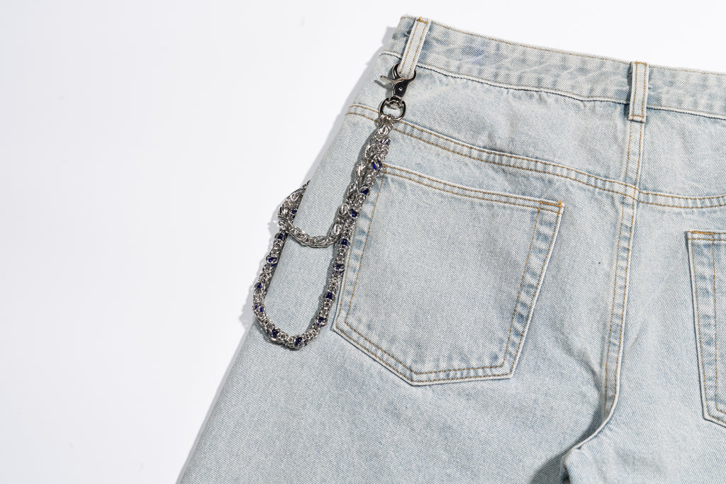 Double Strand Chain with Blue  Purple Gemstone