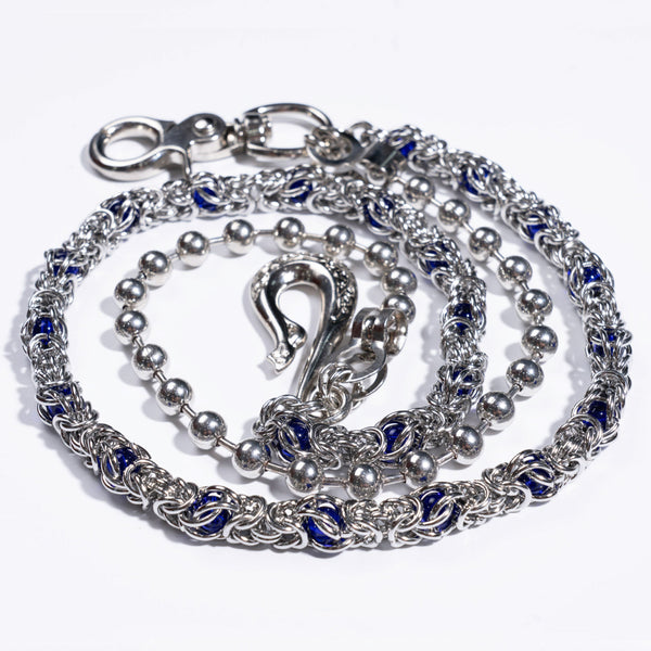 Double  chain with Blue Crystal Beads