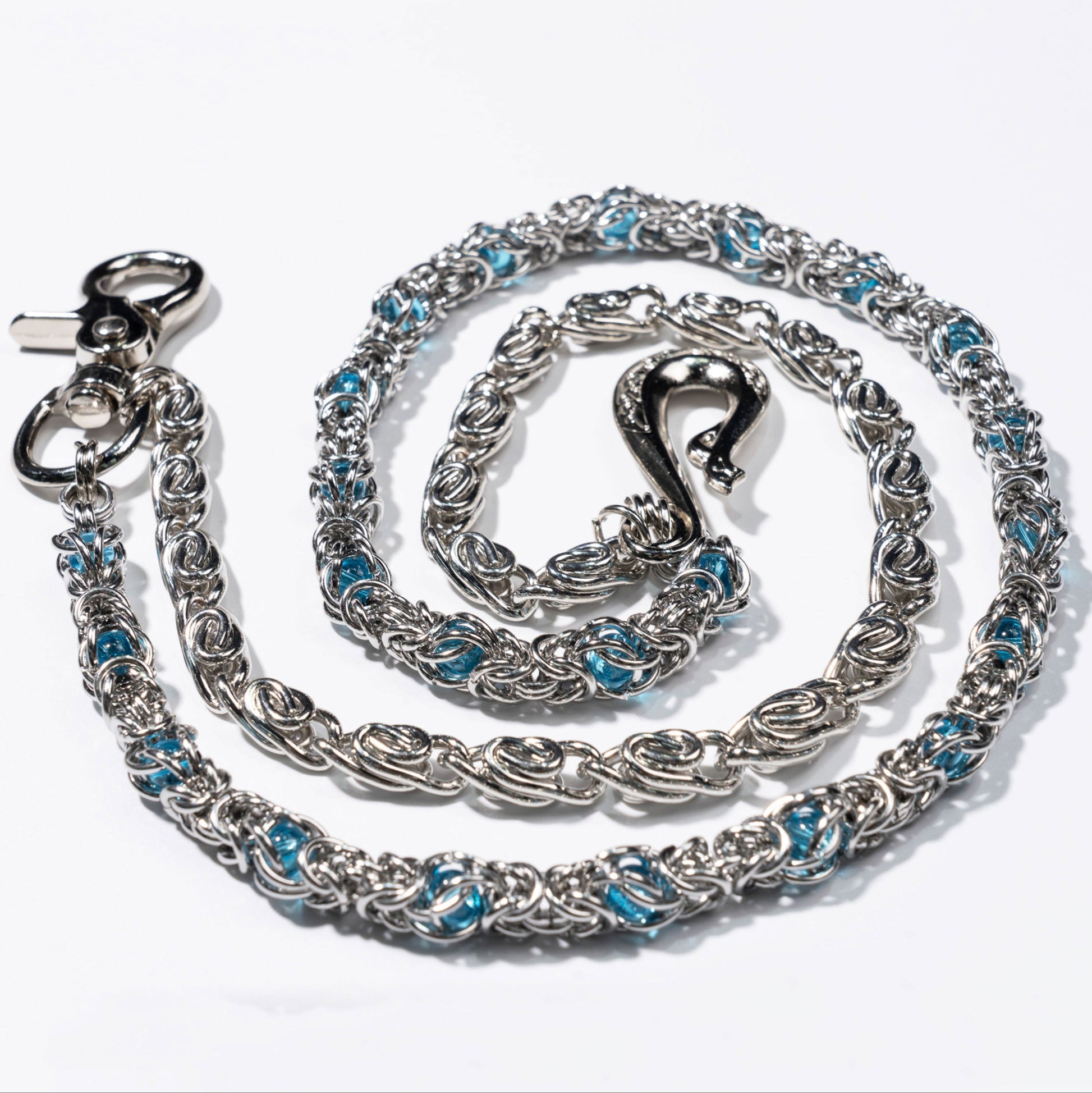 Lake  Blue Sapphire Loop  Buckle Double  Strand Chain