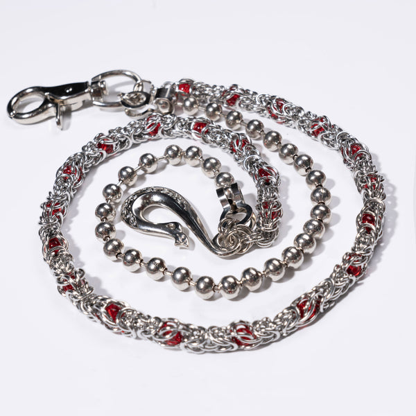Double Track Red  Glow metal Silver Chain