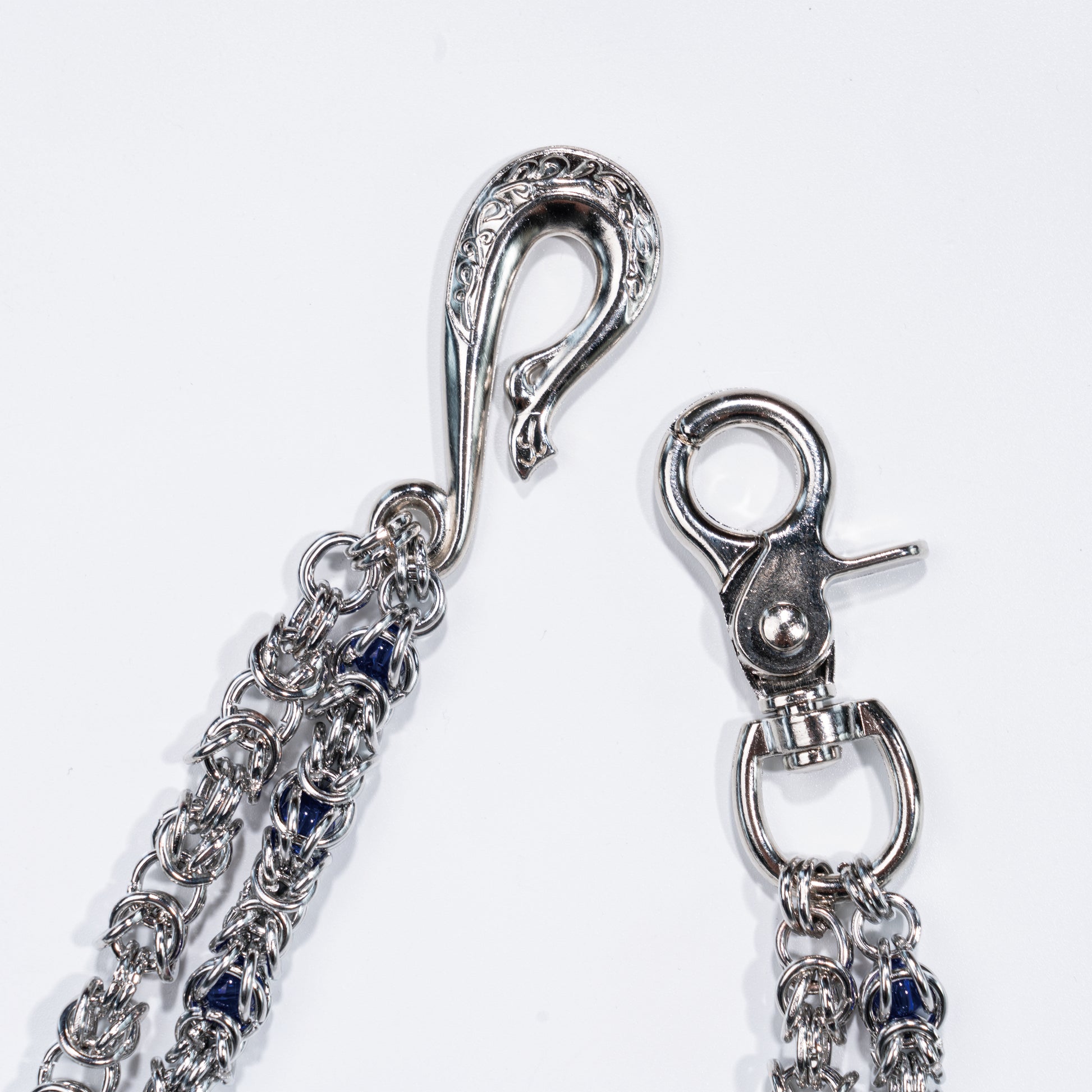 Double-stranded purple-blue gemstone