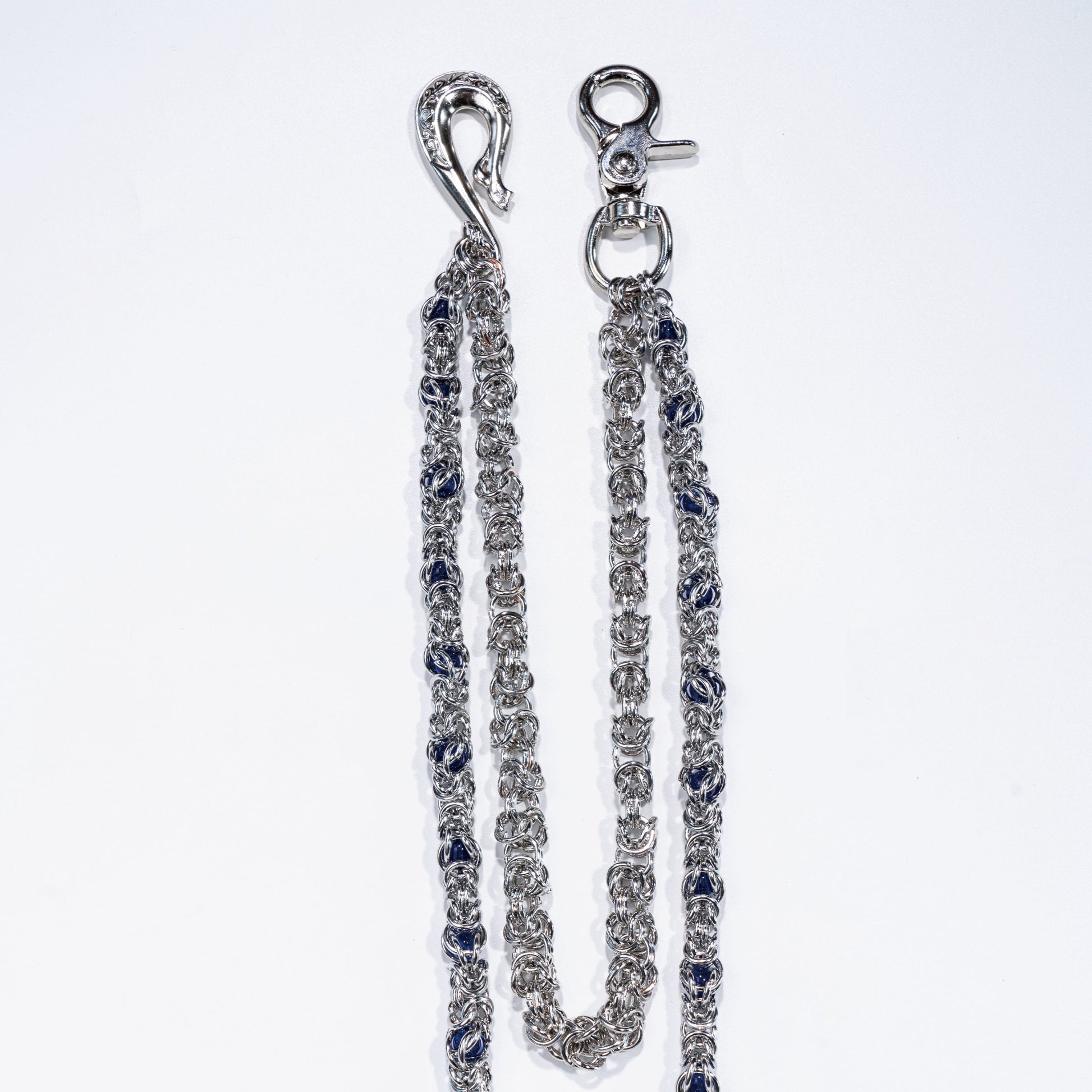 Double-stranded purple-blue gemstone