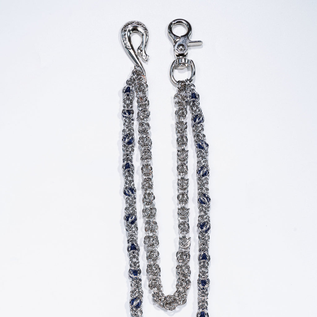 Double-stranded purple-blue gemstone