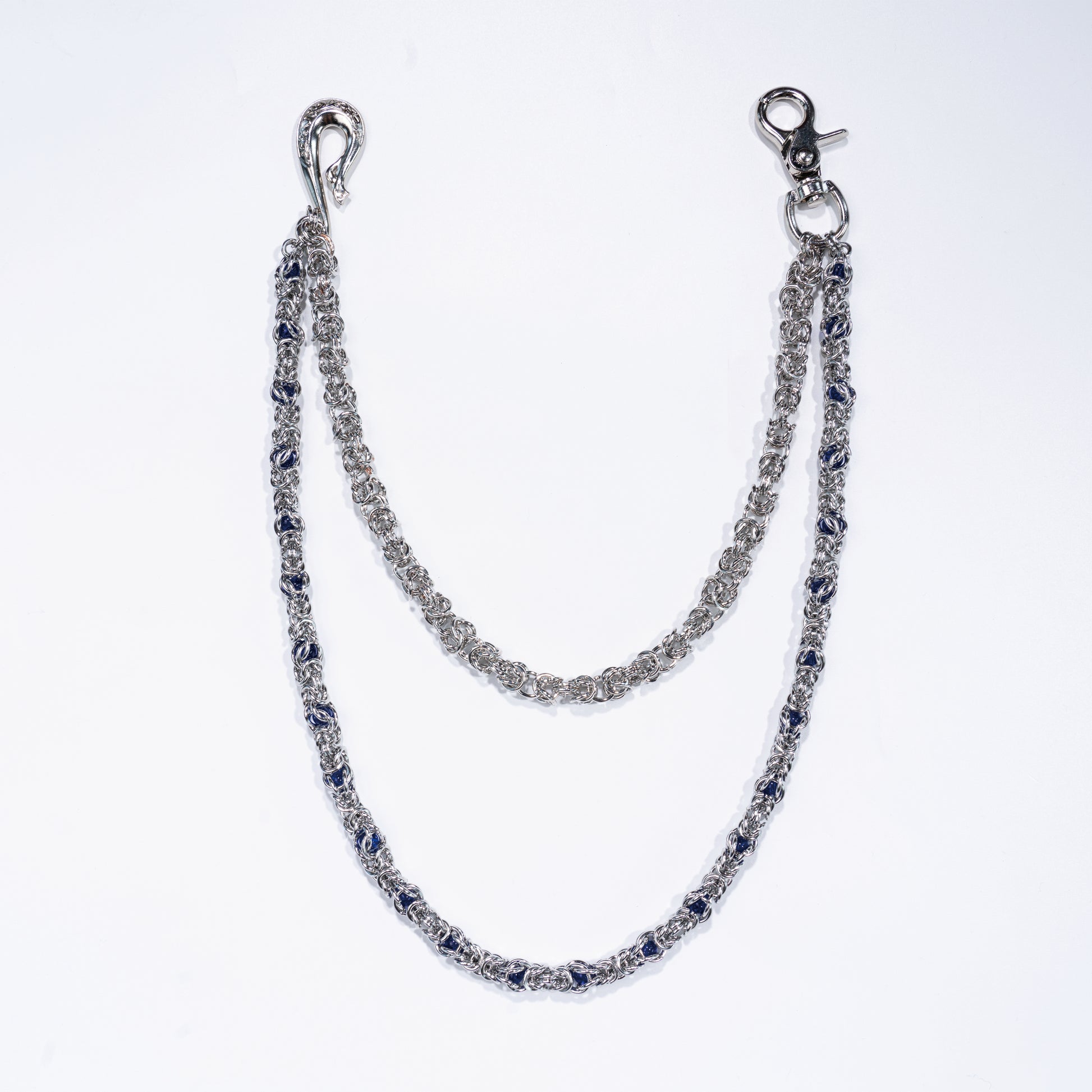 Double-stranded purple-blue gemstone